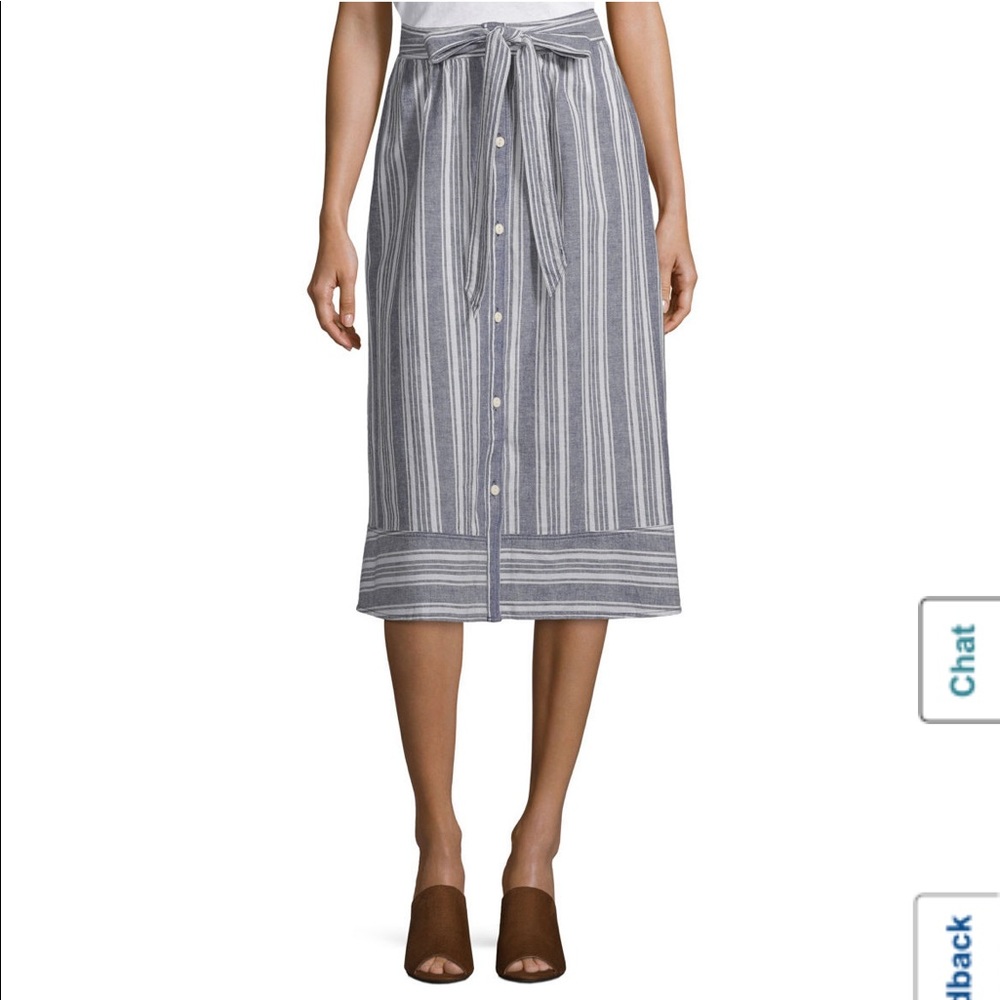 Blue and white stripe linen skirt